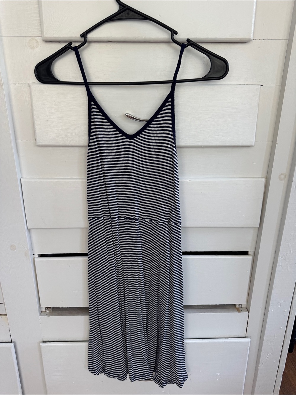 Striped Navy and White Spaghetti Strap Dress